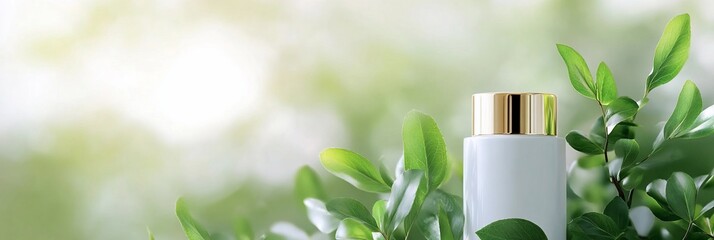 Natural Skincare Product Green Leaves Bottle Beauty Wellness