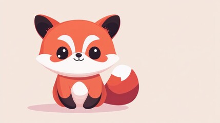 A cute cartoon fox is sitting with a curious expression