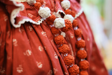 folk women's neck ornaments are red