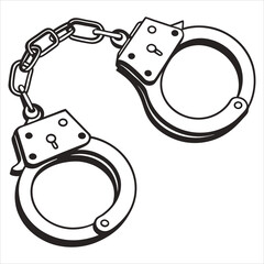 silhouette handcuffs on white background