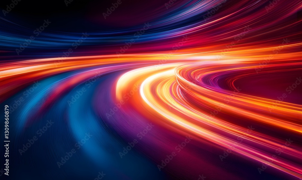 Poster dynamic light trails creating an abstract cosmic journey with vibrant colors
