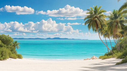 Fototapeta premium Breathtaking Pristine Tropical Beach with Soft White Sands and Clear Waters
