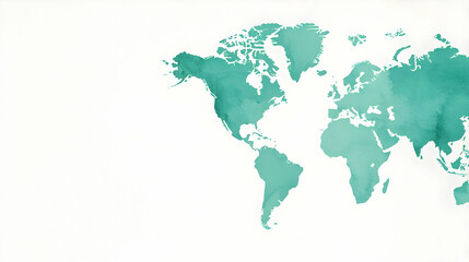 Obraz premium Watercolor World Map Illustration in Soft Green Shades