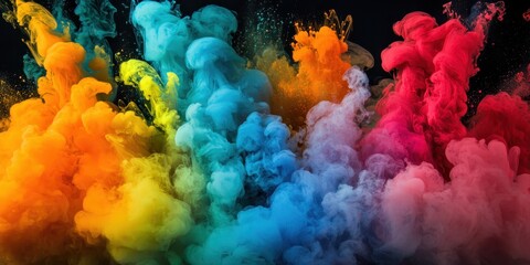 Fototapeta premium Intense fluid color explosions, swirling and fusing in a striking display