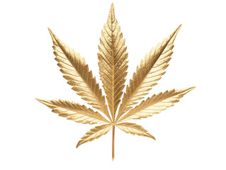 Isolated Gold Cannabis Leaf