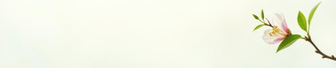 Naklejka premium Single isolated flower on a green branch on white background, background