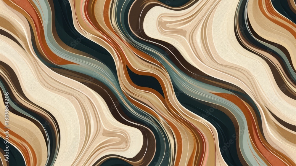 Poster a wavy, abstract pattern composed of curved lines that intertwine and flow harmoniously.
