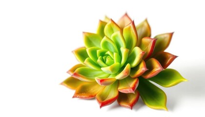 Obraz premium Single succulent plant, vibrant green leaves, isolated on pure white, simple, wellness