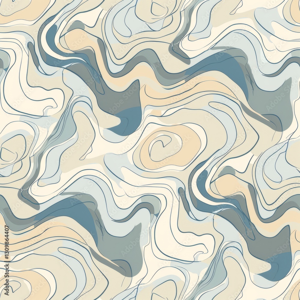 Poster a wavy, abstract pattern composed of curved lines that intertwine and flow harmoniously.