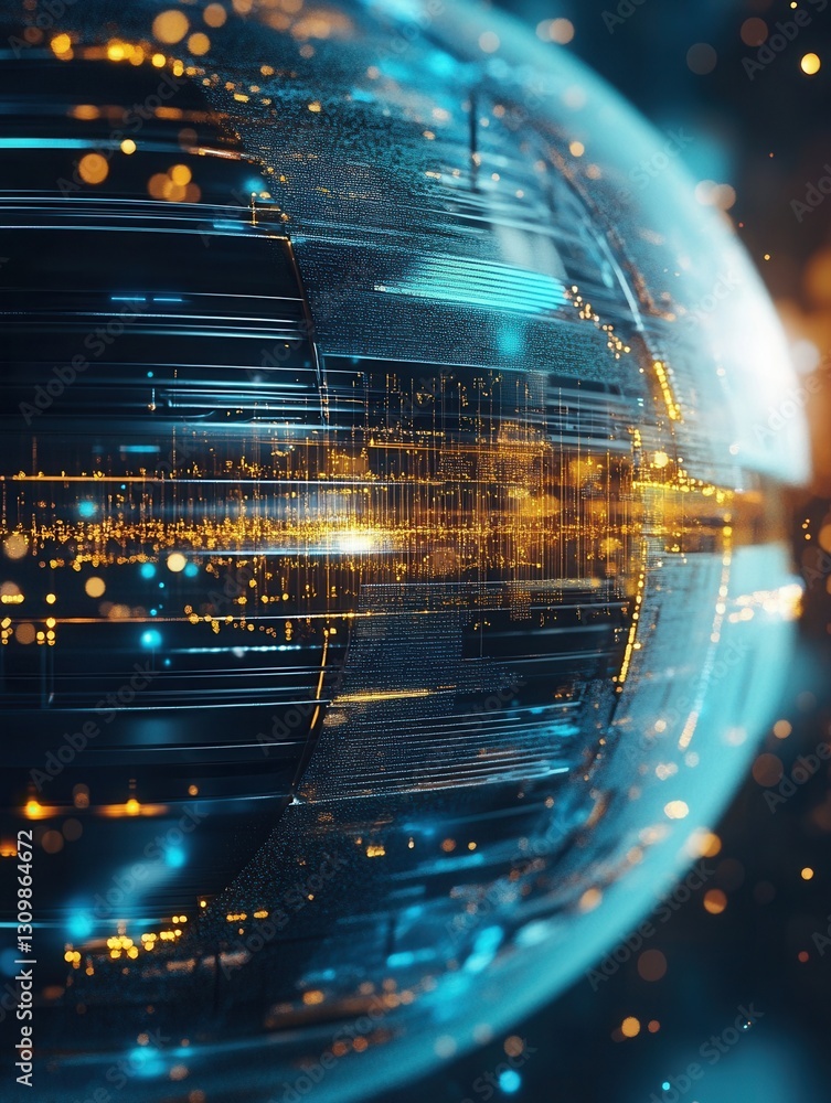Poster Futuristic globe with glowing highlights showcases layered structures and global diplomacy Generative AI