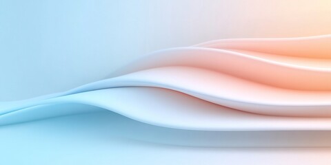 Obraz premium Abstract Waveform: Modern 3D rendered image of flowing, layered curves in pastel colors, creating a serene and elegant atmosphere.