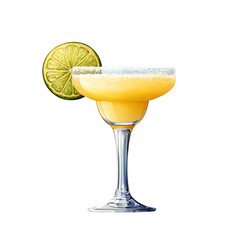 margarita cocktail in glass isolated on transparent background