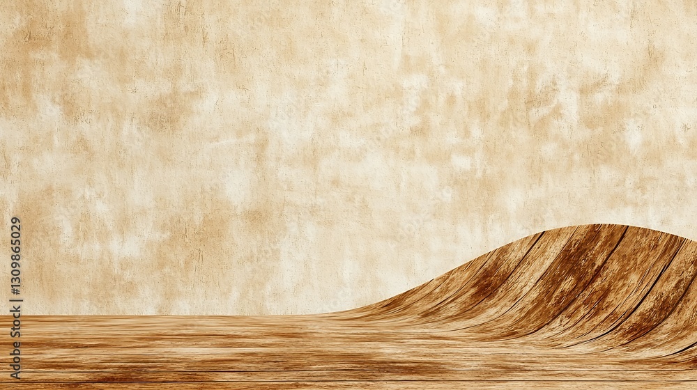 Poster abstract brown wave pattern on textured beige background with soft lighting