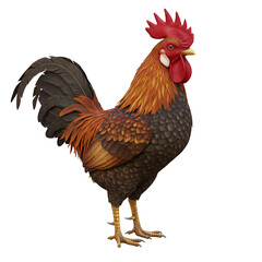 Fototapeta premium Detailed Rooster Illustration with Vibrant Feathers and Striking Pose