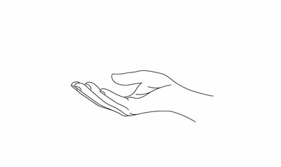 Minimalist Outline of an Open Hand for Artistic and Creative Use