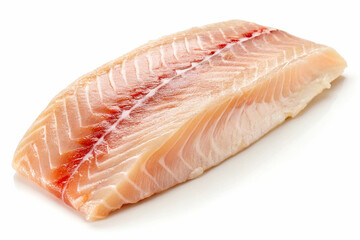 Fresh Raw Fish Fillet Isolated on White Background