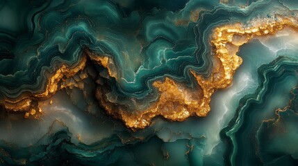 Obraz premium Abstract Fluid Art Green Gold Swirling Luxury Backgrounds Design Ideas For Home Decor Artworks And Wall Decorations Featuring Green Gold Abstract Fluid Art Style Patterns With Texture And Marbling