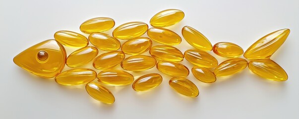 Fototapeta premium Closeup of Cod Liver Oil Omega 3 Supplement Capsule Pill