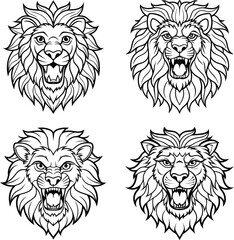 Funny Animal Line art coloring page set