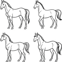 Funny Animal Line art coloring page set