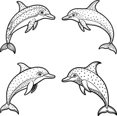 Funny Animal Line art coloring page set