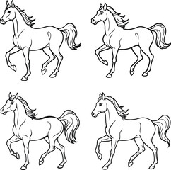 Funny Animal Line art coloring page set