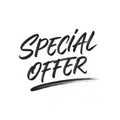 Text sale promotion concept, Special offer handwritten text with brushstroke design for promotions, on white background.