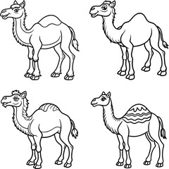 Funny Animal Line art coloring page set