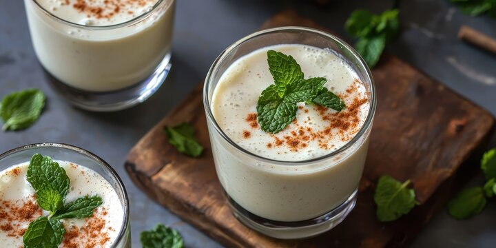 Masala buttermilk, refreshing spiced yogurt drink with cumin and mint