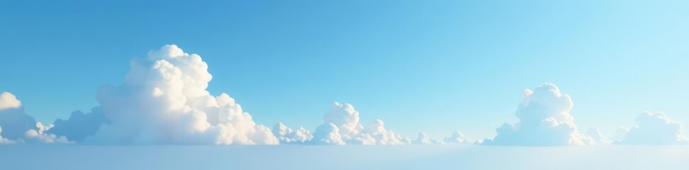 Delicate clouds drifting across a clear blue sky, expansive, gentle, sky