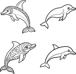 Funny Animal Line art coloring page set