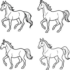 Funny Animal Line art coloring page set