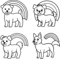 Funny Animal Line art coloring page set