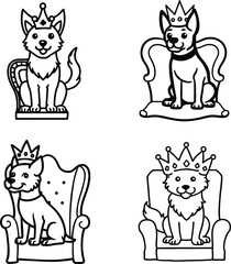 Funny Animal Line art coloring page set