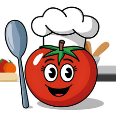 Happy Cartoon Tomato Character Running on Transparent Background
