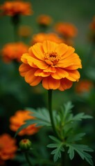 Fototapeta premium Orange flower and French marigold in full bloom, flowers, nature