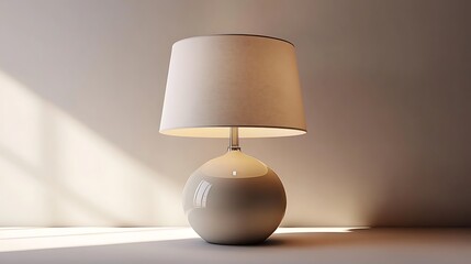 Cream lamp casting light in sunlit room