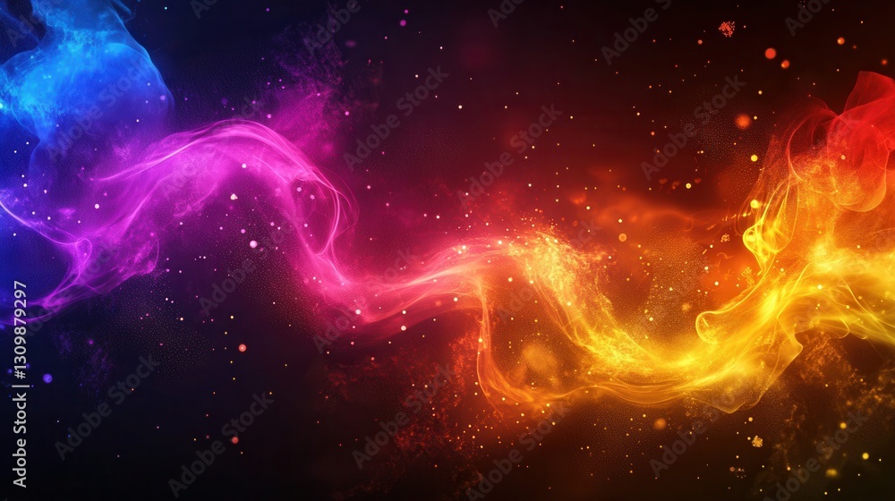 Poster Bright neon explosion of colors creates a dynamic abstract background with vibrant light movement and surprising elements Generative AI