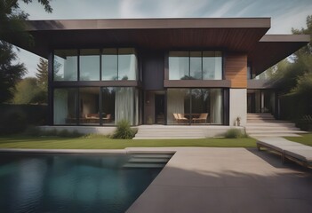 Fototapeta premium Modern luxury VIlla. Minimalistic background/backdrop. 