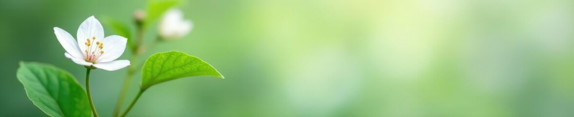 Obraz premium delicate white petals surrounding a single stem, plant, isolated, leaf