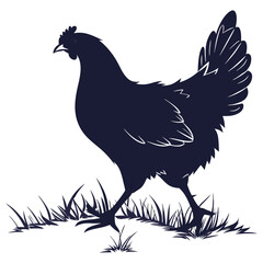 silhouette hen on white background