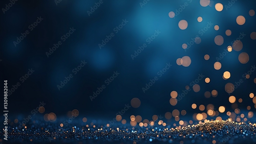 Poster sparkling bokeh lights on blue background for abstract design