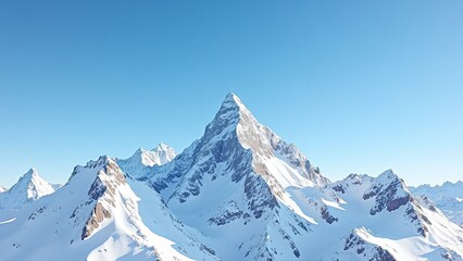 Majestic Snow-Capped Mountain Peak Under Clear Blue Sky