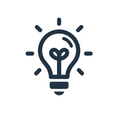 Vector icon of a bulb, symbolizing energy and innovation, on a transparent background
