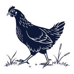 silhouette hen on white background
