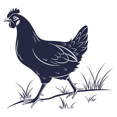 silhouette hen on white background