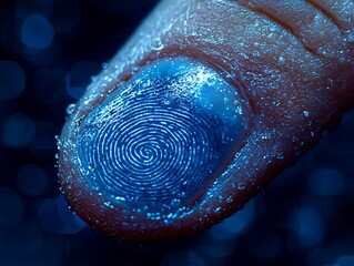 Wet Fingerprint for Blue Glow, Security.