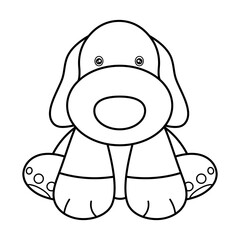 Cute Cartoon Puppy Outline Vector Illustration. Cartoon puppy sitting with a friendly and innocent expression. The puppy has large, round eyes. It's oversized nose and floppy ears add to its cuteness.