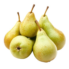 Fresh and Juicy Pears Piled Together on a White Background Showcasing Their Unique Shape and Texture, Perfect for Culinary and Nutritional Themes