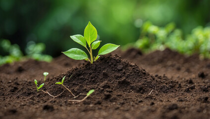 Fototapeta premium Vibrant Young Plant with Green Leaves Growing: A Symbol of New Beginnings